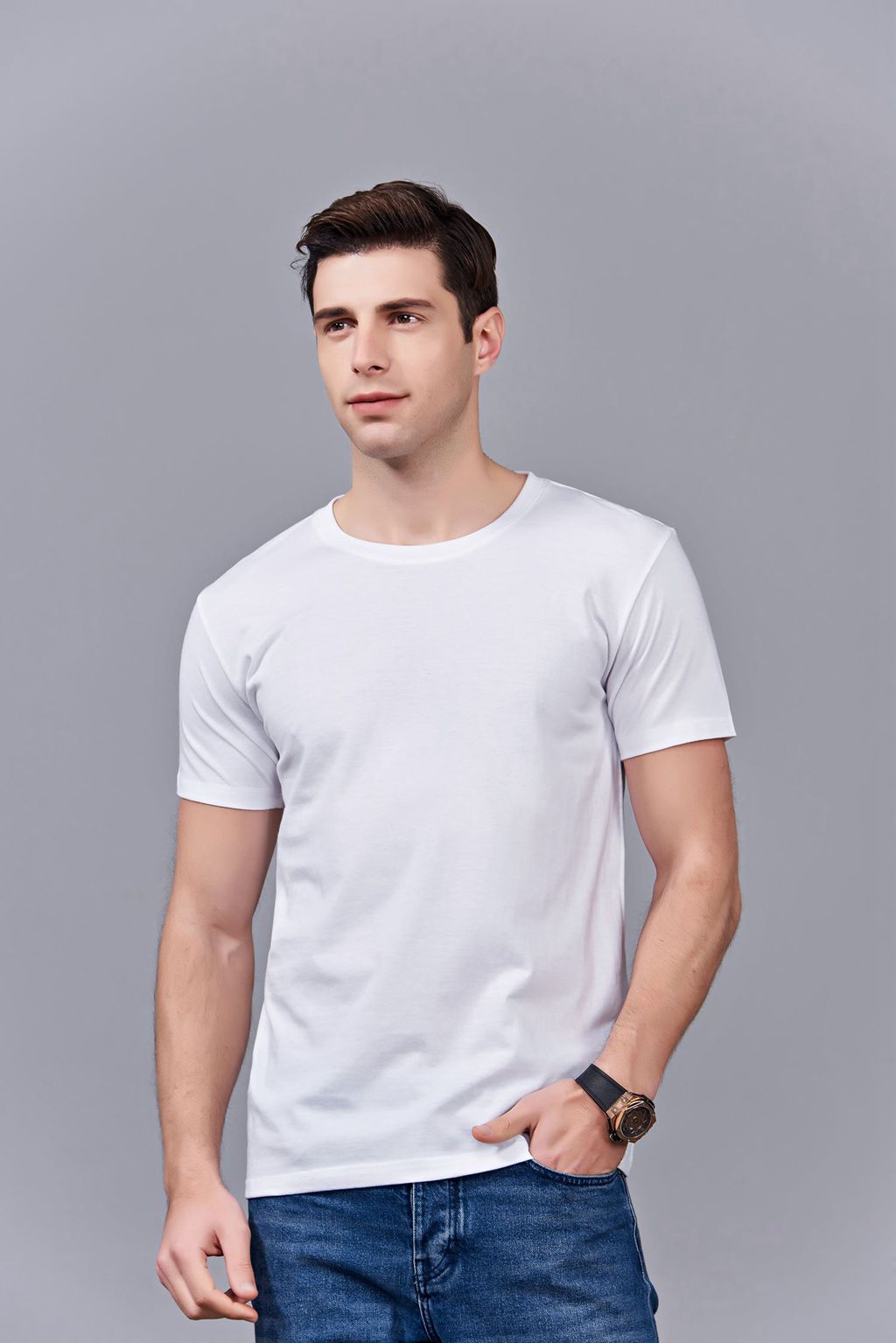 畢業(yè)創(chuàng)意校服班服文化衫定制加工LOGO繡秀印花款 澳大利亞棉200G長(zhǎng)短袖文化衫 男款白色