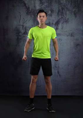 春夏新品 圓領(lǐng)短袖T恤 時(shí)尚運(yùn)動(dòng)文化衫 熒光綠