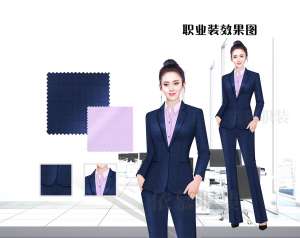 職業(yè)裝定制 時尚職業(yè)裝女士 藏藍色長